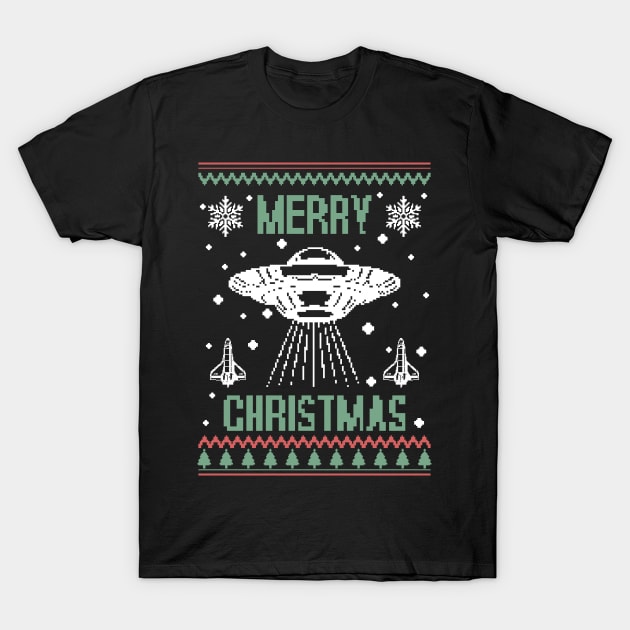 Merry Christmas with aliens T-Shirt by ArtStopCreative